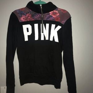 Pink quarter-zip sweatshirt